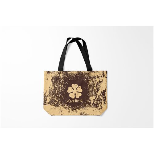 фото Сумка-шоппер / 46х35 см / аниме / хвост феи бежевый логотип черного клевера на коричневом burnettie