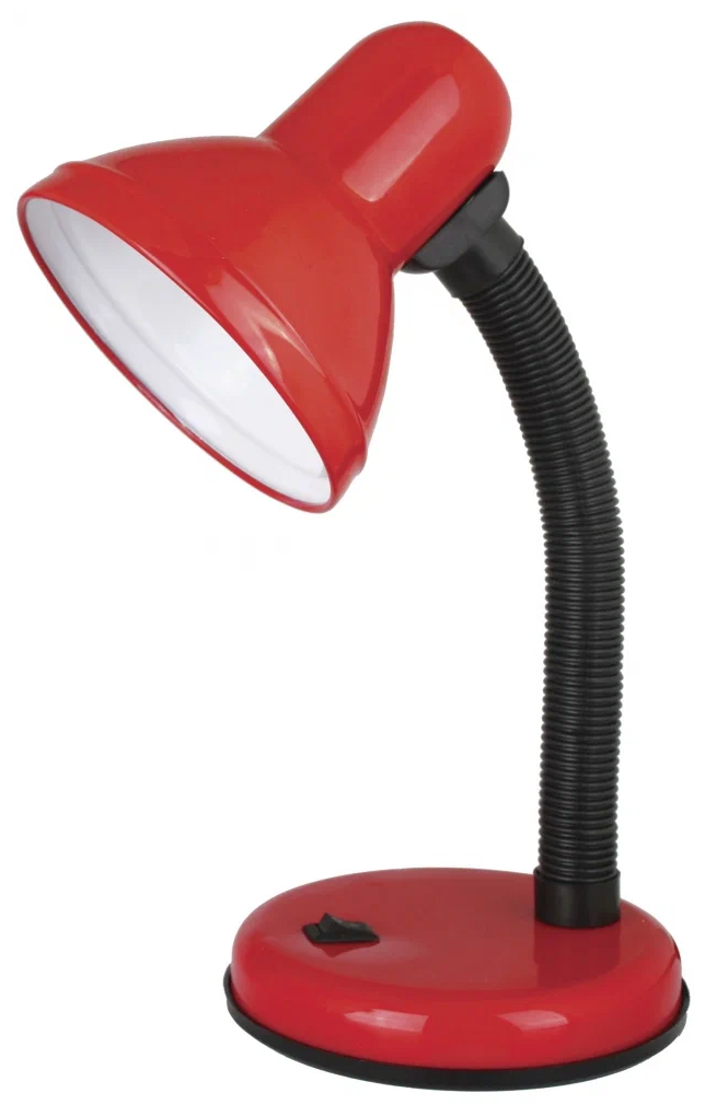 Лампа офисная Ultraflash UF-301 С04 12358, E27, 60 Вт, цвет арматуры: черный, цвет плафона/абажура: красный