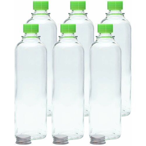 Бутылка стеклянная для воды KHome, 500 мл, 6 штук, 12 пробок