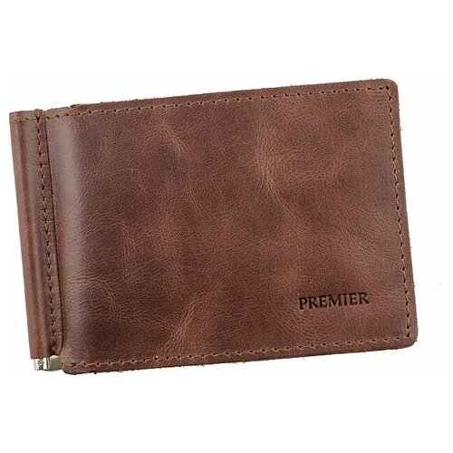 фото Зажим для купюр premier+urb из натуральной кожи, бумагодержатель, компактный кошелек, зажим для денег темно-коричневый cro-m-52-152