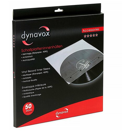 Внутренние конверты для LP Dynavox Vinyl Record Inner Sleeves set 50pcs (207590) внутренние конверты с вкладышем для винила record pro gk r18b