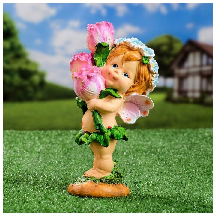 Хорошие сувениры Садовая фигура "Цветочная фея с тюльпанами" 10x10x21см