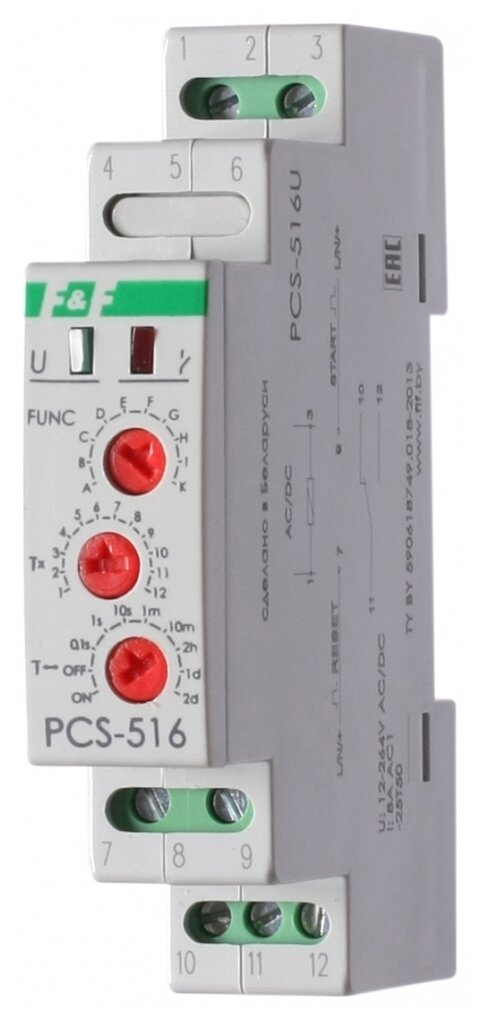Реле времени F&F PCS-516U, со входом управления (10 функций)