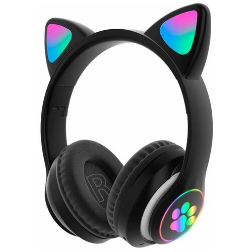 Беспроводные наушники Cat Ear P33M с bluetooth и светящимися кошачьими ушками черные 79000₽