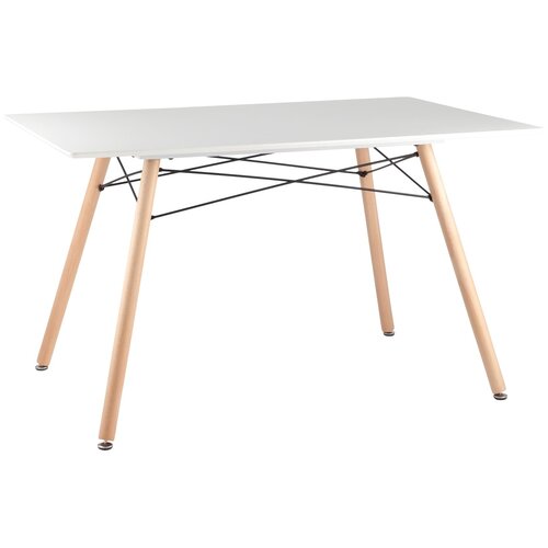 Стол Eames DSW Rectangle белый, каркас дерево и сталь, столешница МДФ