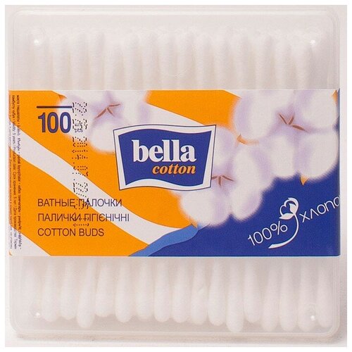 Ватные палочки Bella Сotton 100 шт квадратная упаковка
