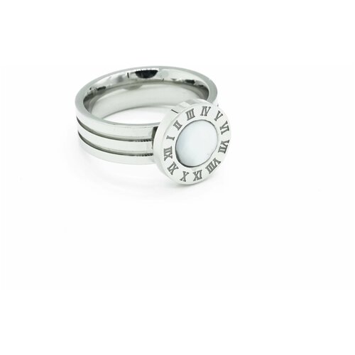 Кольцо Kalinka modern story, эмаль, размер 19, белый, серый кольцо с изогнутым диском размер 18 kalinka