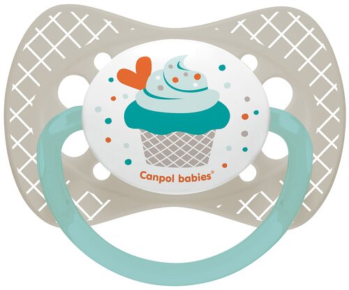 Пустышка симметричная силиконовая классическая Canpol Babies Cupcake, 0-6 мес., серый