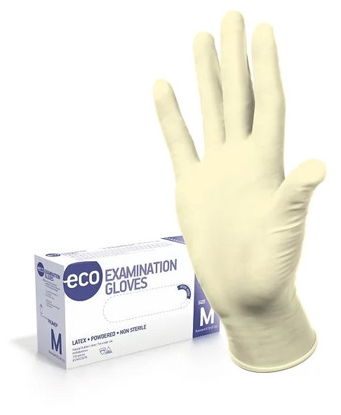 Перчатки медицинские ECO EG PWD смотровые (диагностические) нестерильные латексные 100 шт. (50 пар)