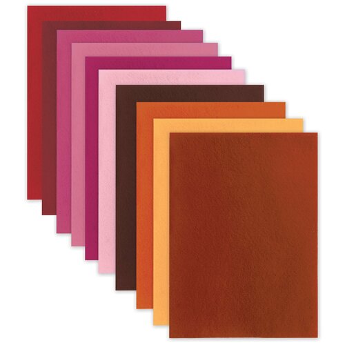 Цветной фетр для творчества, А4, 10 листов, 10 цветов, толщина 1 мм, 