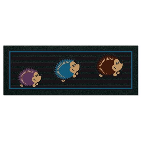 Коврик придверный грязезащитный узкий размер 68х25см Ежики, цвет темно-серый