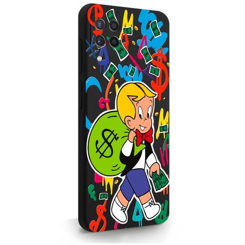 Черный силиконовый чехол MustHaveCase для Samsung Galaxy A22 Monopoly Richie Rich/Монополи Богатенький Риччи для Самсунг Галакси А22