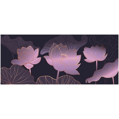 Фотообои Уютная стена Сказочные лиловые лотосы 640х270 см Виниловые Бесшовные (единым полотном)