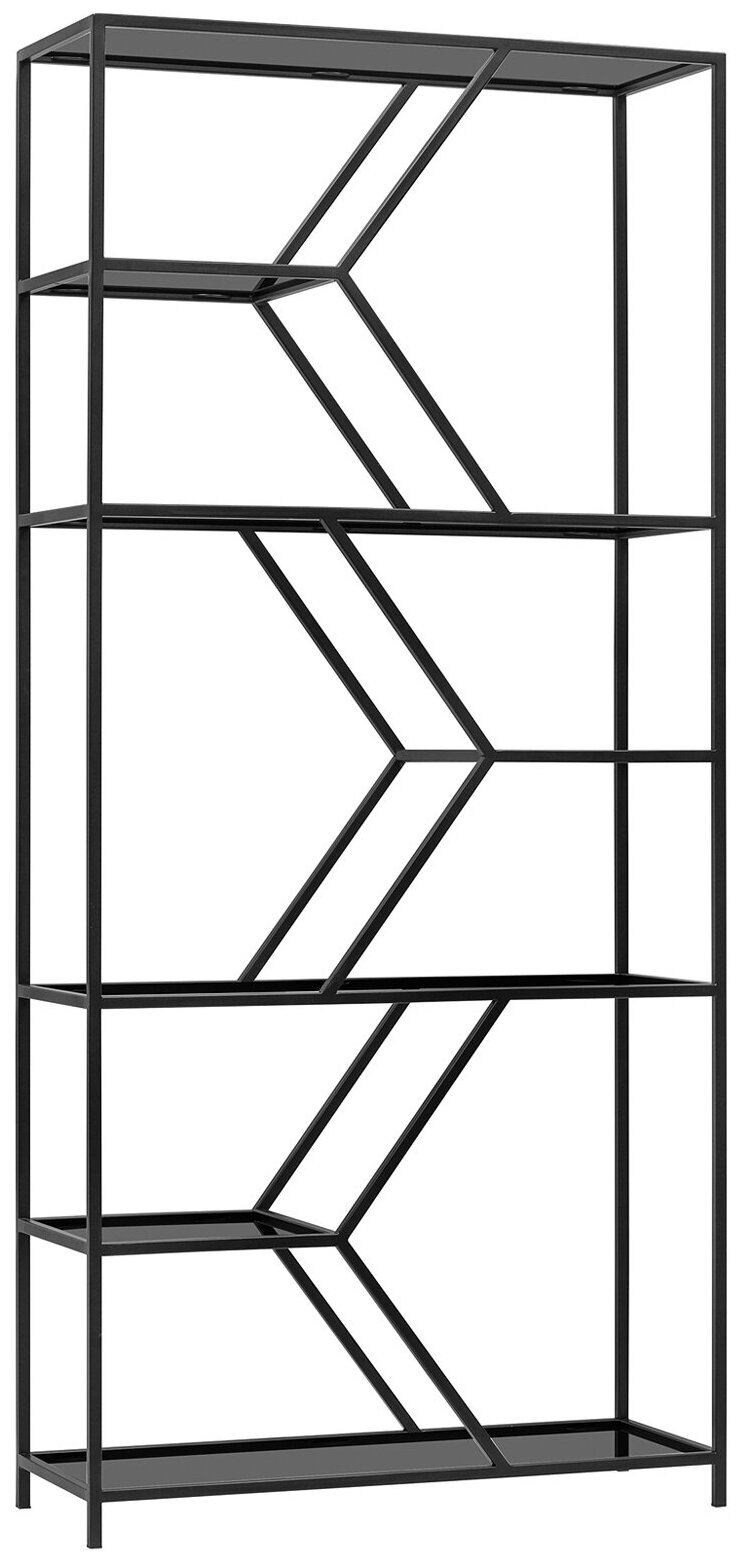 Стеллаж MALTA MINI, черный, тонированное стекло, 1750x800x300 - фотография № 3