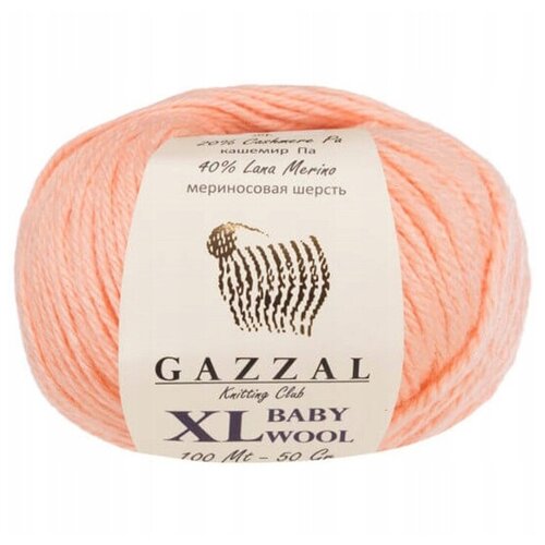 Пряжа Gazzal Baby Wool XL Цвет. 834, розовый, 10 мот., мериносовая шерсть - 40%, полиакрил - 40%, кашемир - 20%