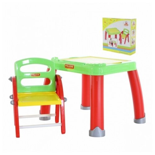 Набор детской мебели полесье №2 стол и стул, зеленый/красный