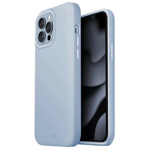 Чехол Uniq Lino MagSafe для iPhone 13 Pro, цвет Голубой (IP6.1PHYB(2021)-LINOHMABLU) чехол uniq lino для iphone 13 розовый
