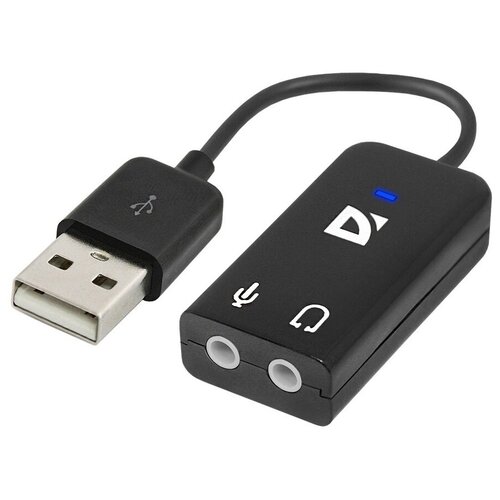 Внешняя USB звуковая карта с USB на 2xJack 3.5 Defender 0.1м черная внешняя usb звуковая карта с usb на 2xjack 3 5 defender 0 1м белая