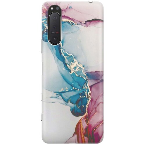 фото Re:pa накладка transparent для sony xperia 5 ii с принтом "сине-розовый мрамор"