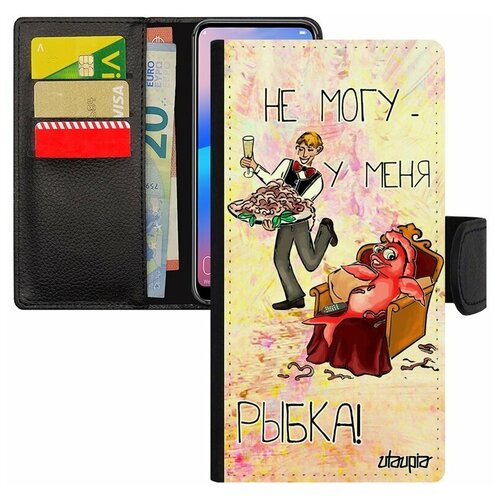 фото Чехол книжка на телефон samsung galaxy s7 edge, "не могу - у меня красная рыбка!" карикатура utaupia