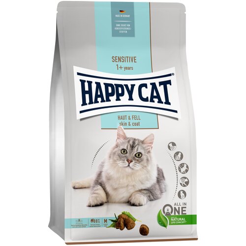 Сухой корм HAPPY CAT Sensitive для кошек Кожа и Шерсть 1,3кг