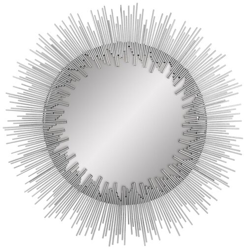 Декоративное интерьерное настенное зеркало-солнце PATTERHOME лион серебро, 93см х 93см, зеркало-солнце, металл