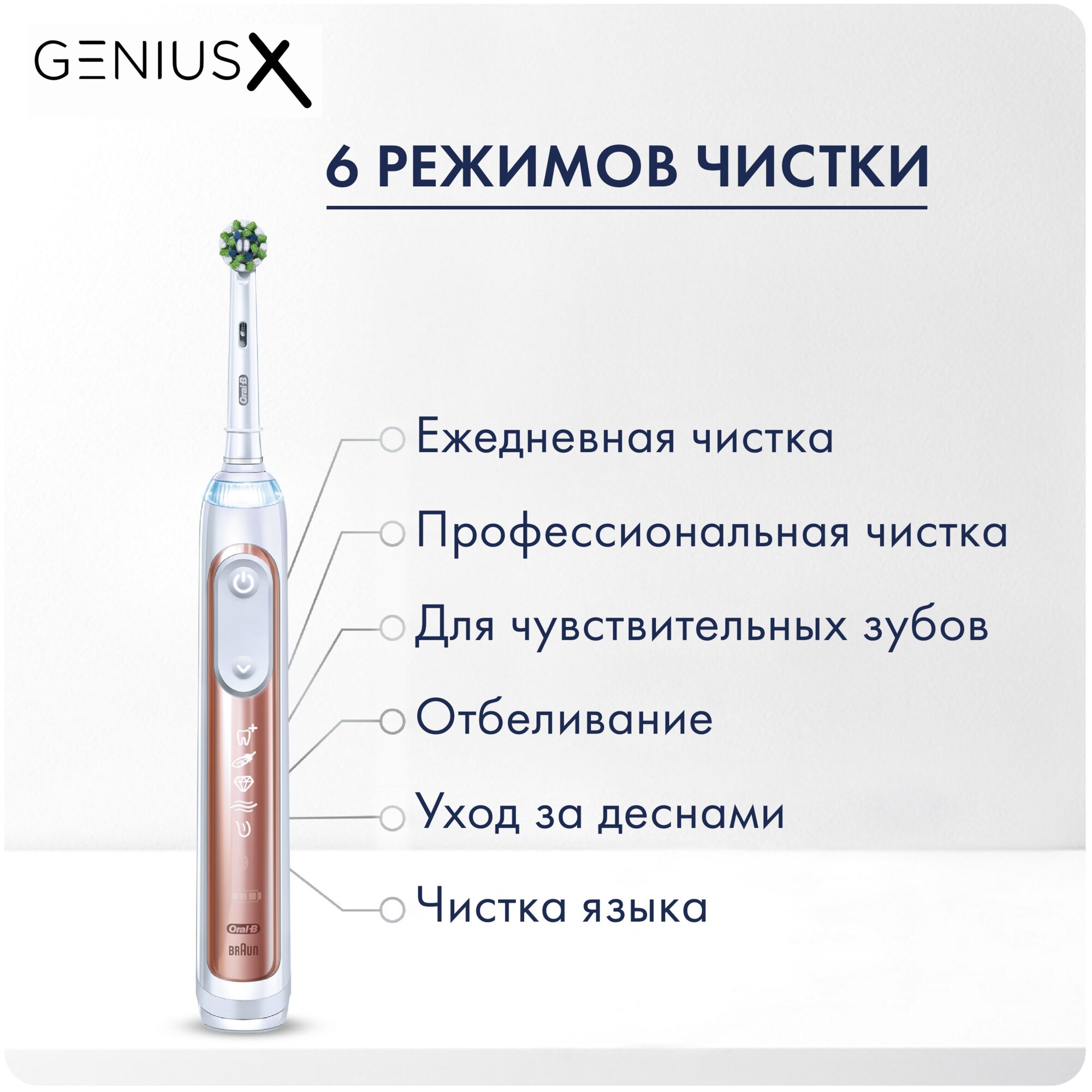 Электрическая зубная щетка Oral-B/Орал-Би Genius X розовое золото BRAUN GmbH - фото №8