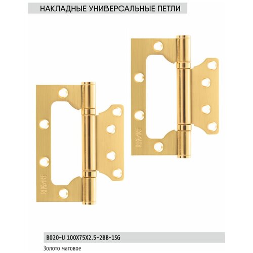 BUSSARE Комплект 2 шт Петля дверная универсальная накладная B020-U 100X75X2.5-2BB-1SG 940000000218