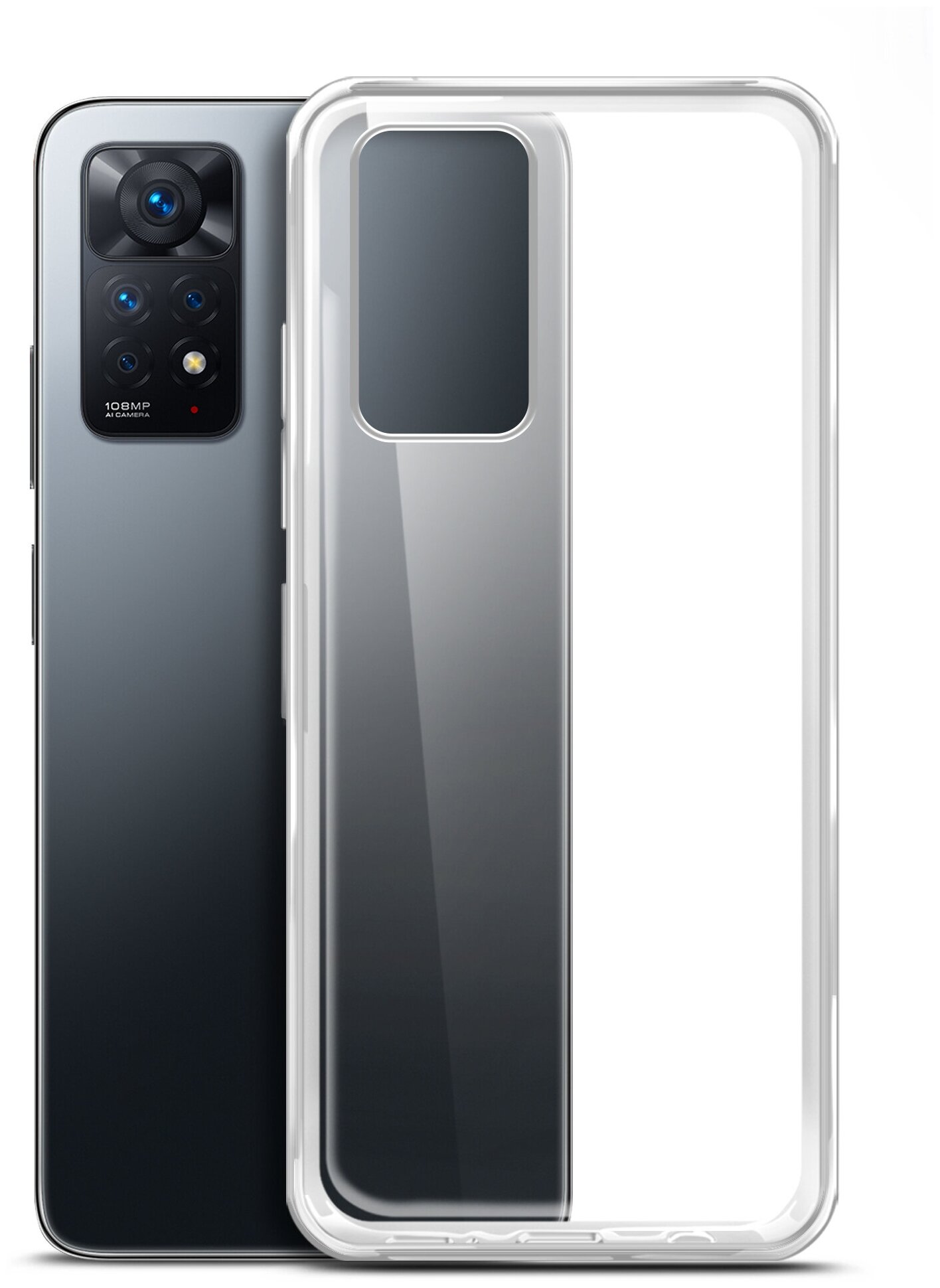 Чехол накладка на Xiaomi Redmi Note 11 Pro (Ксиоми Редми Нот 11 Про ) прозрачный силиконовый с защитой (бортиком) вокруг камер, Brozo