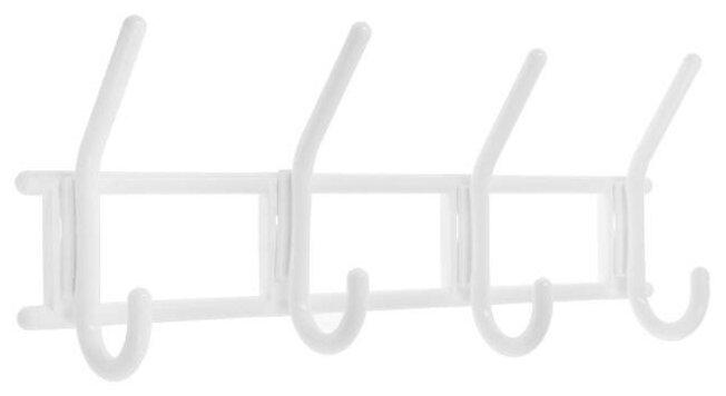 Вешалка тундра, 4-х крючковая, снежно-белая, пластмасса, 1 шт. - фотография № 1