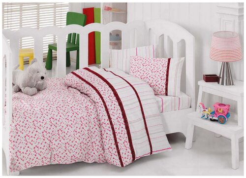 Комплект постельного белья Cotton Box 1041-06, 1-спальное, хлопок, белый/розовый