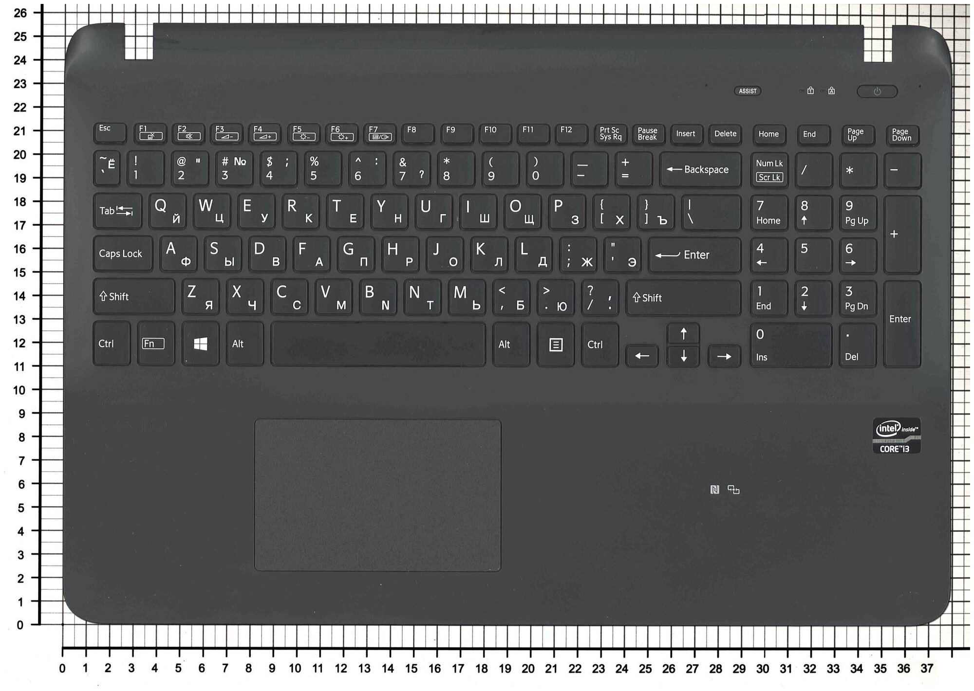 Клавиатура keyboard 149240561RU для ноутбука Sony Vaio Fit 15 FIT15 SVF15 SVF152 SVF1521E1RB RU3 черная топ-панель c подсветкой