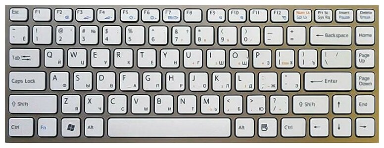 Клавиатура для ноутбука Sony Vaio 9JN0U82N0R белая с серебристой рамкой