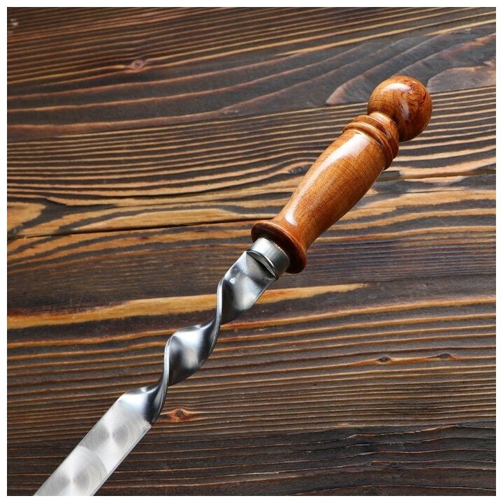 Шампур узбекский 74см, деревянная ручка, (рабочая часть 50см/2см) - фотография № 3