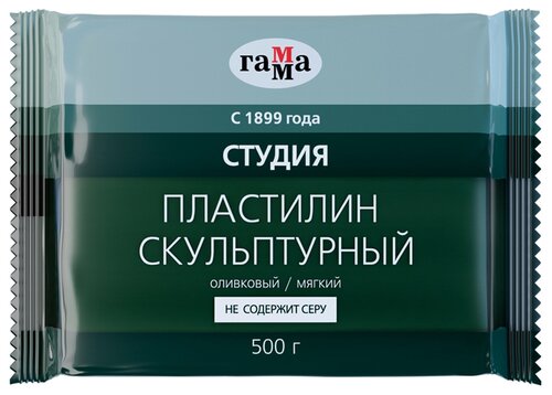 Пластилин ГАММА Студия мягкий оливковый 500 г (2.80.Е050.004) 1 цв.