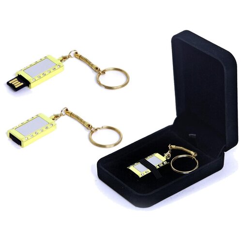 Подарочный набор флешка Кулон в коробочке (16 Гб / GB USB 2.0 Золотой MiniDiamond_N Подарок на 14 февраля с романтическими воспоминаниями)