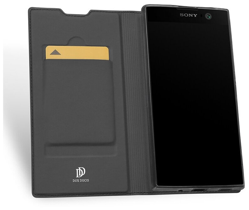 Чехол-книжка MyPads для Sony Xperia XA2 Dual водоотталкивающий с мульти-подставкой на жесткой металлической основе черный