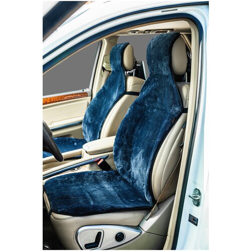 Накидки на сиденья искусственный мех серый, на перед. сиденья, 2 шт, силиконовая подложка