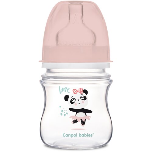 Canpol Babies Бутылочка антиколиковая с широким горлом PP EasyStart Exotic Animals, 120 мл, с рождения, розовый canpol babies бутылочка антиколиковая с широким горлом easystart toys 120 мл с рождения розовый