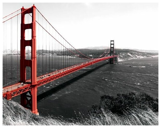 Постер на холсте Мост Золотые Ворота в Сан-Франциско 38см. x 30см.