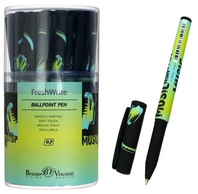 Ручка шариковая "FreshWrite. Music blue" (0,7 мм, синяя) (20-0214/43) Bruno Visconti - фото №1