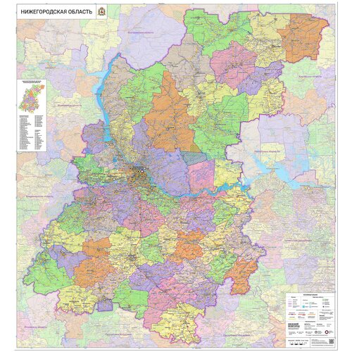 Настенная карта Нижегородской области 140 х 130 см (на самоклеющейся пленке) настенная карта тамбовской области 150 х 140 см на самоклеющейся пленке