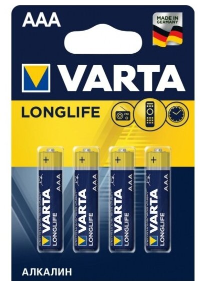 Элемент питания Varta Longlife LR03 AAA бл 4