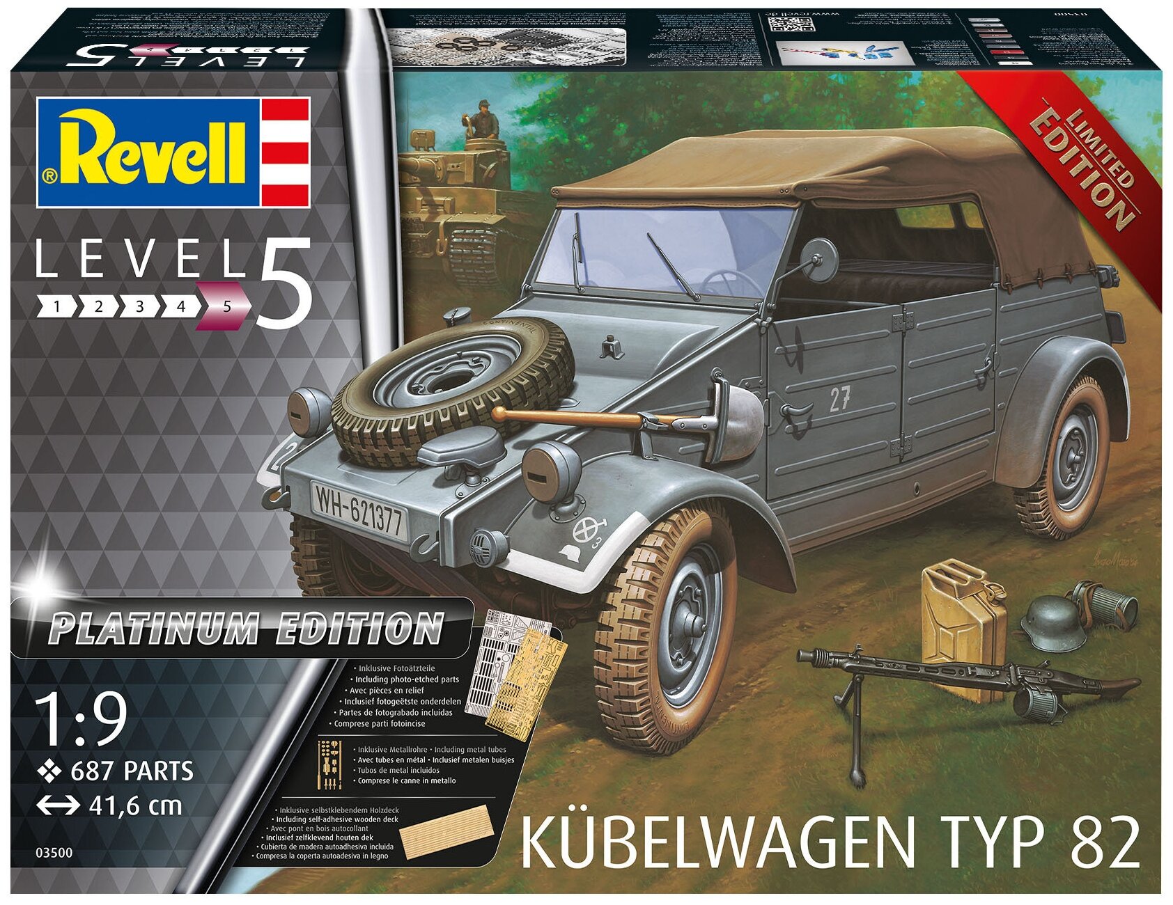 Сборная модель Revell Германский автомобиль Kubelwagen Typ 82 Platinum Edition 03500R - фото №2