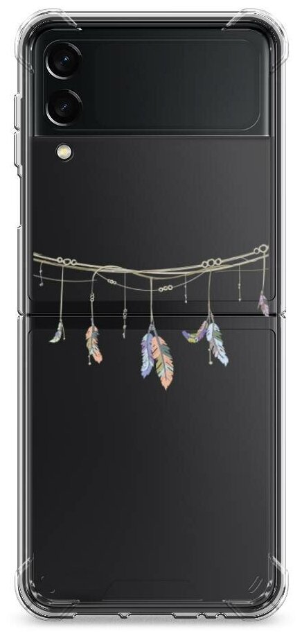 Противоударный силиконовый чехол "Перышки на веревке" на Samsung Galaxy Z Flip 3 / Самсунг Галакси Зет Флип 3