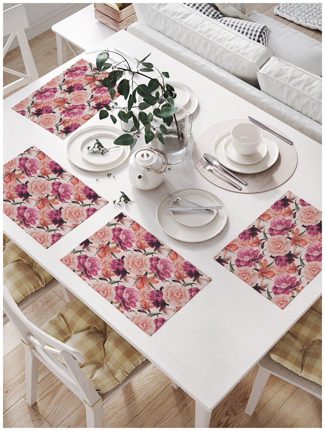 Комплект салфеток JoyArty "Атмосферные розы" для сервировки стола (32х46 см, 4 шт.)