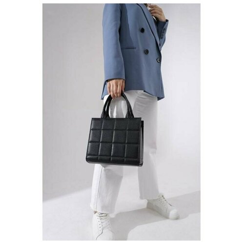 фото Тоут, отдел на молнии, наружный карман, длинный ремень, цвет чёрный textura