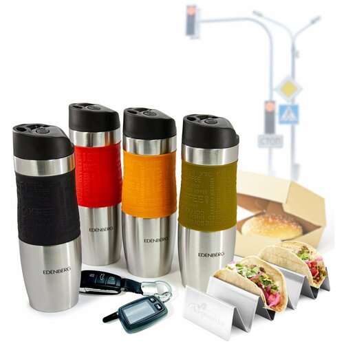 Термокружка с силиконовой вставкой на корпусе Edenberg 480мл, зелёная