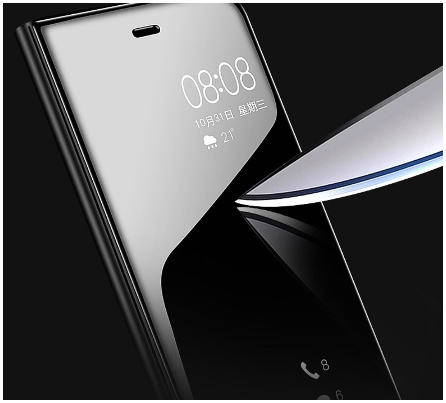 Чехол-книжка MyPads для Samsung Galaxy S9 Plus с дизайном Clear View Cover с полупрозрачной пластиковой крышкой с зеркальной поверхностью черный