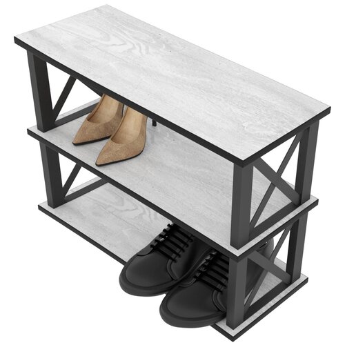 Обувница (этажерка для обуви) Лофт 75х30х49 Белый бетон пайн